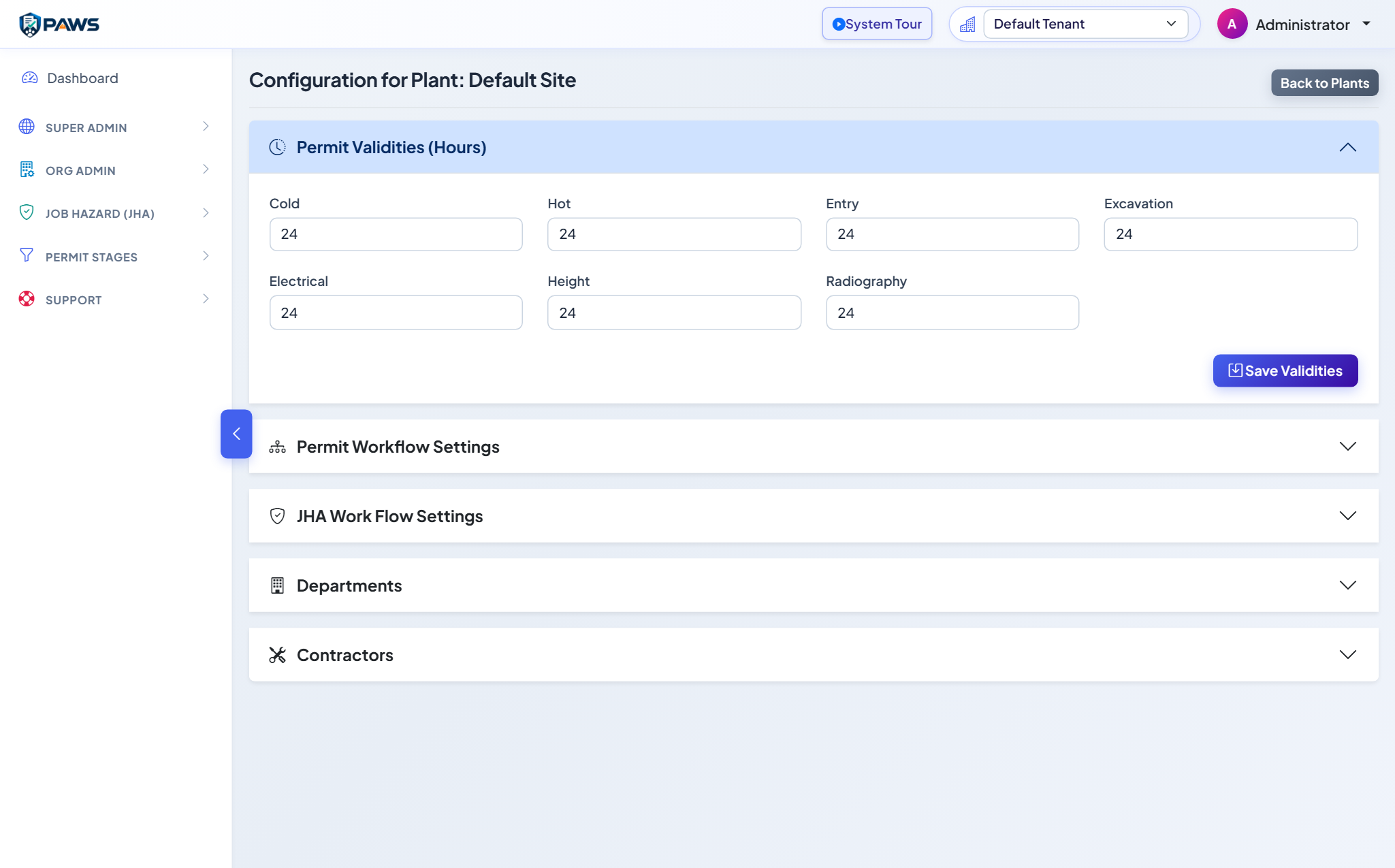 Plant Setup and Site Workflow Configuration