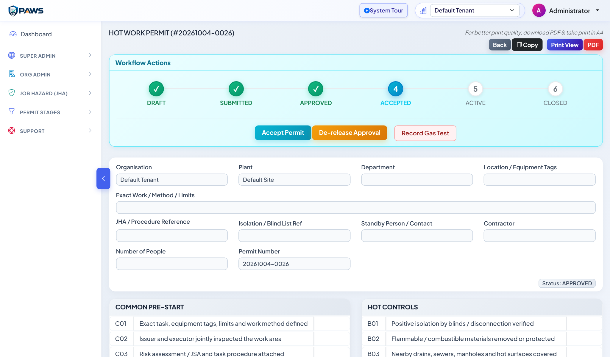 Permit Lifecycle Stepper and Actions